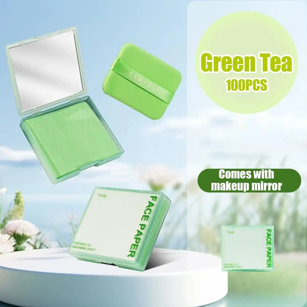 Oil Blotting Sheets Face Oily Skin Mirror Makeup Puff Paper Women Qme