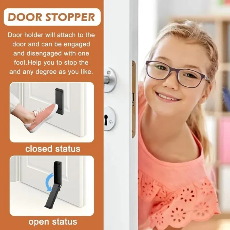 Heavy Duty Metal Door Stopper Windproof Anti-collision Rubber Base Qme