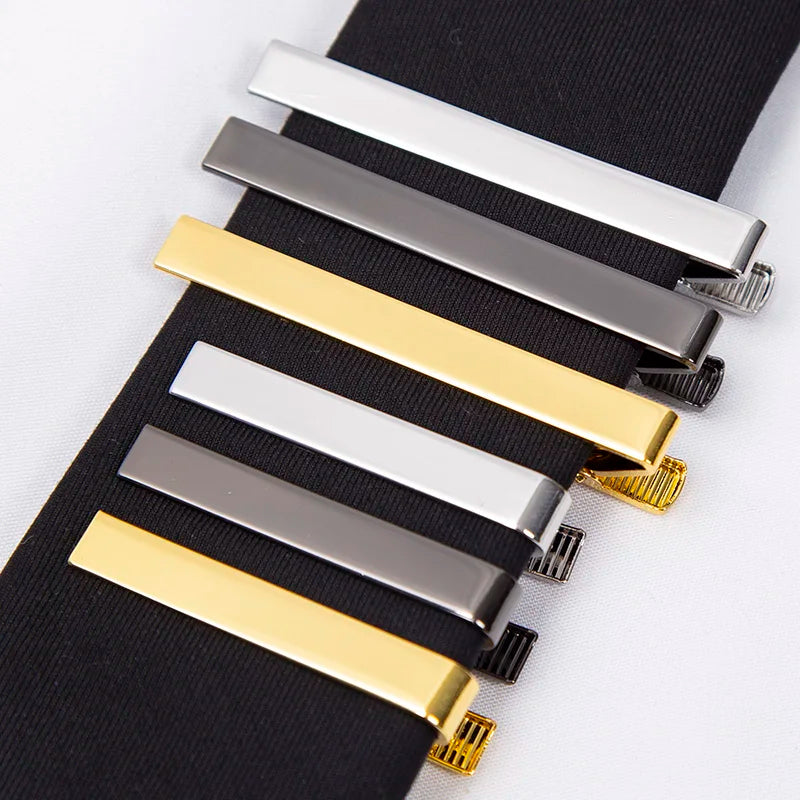 Tie Clips Gold Fashion Ties Men Gifts Metal Simple Bar Clasp Qme