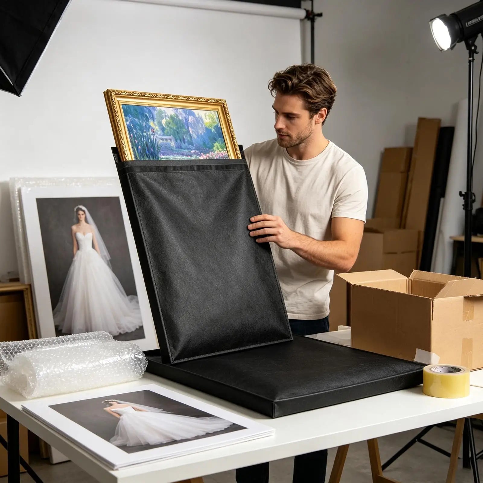 Picture Frame Moving Bags 2 Felt Reusable Mirror Wrap Canvas Painting Qme
