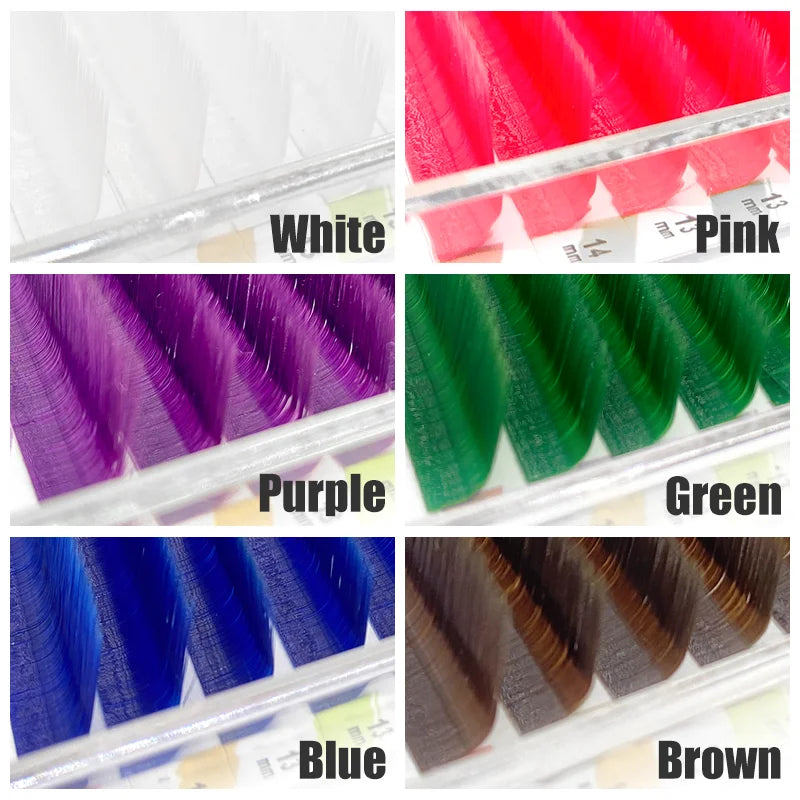 NATUHANA Colored Lashes Auto Fans Easy Fan Eyelash Extension L-shaped Qme