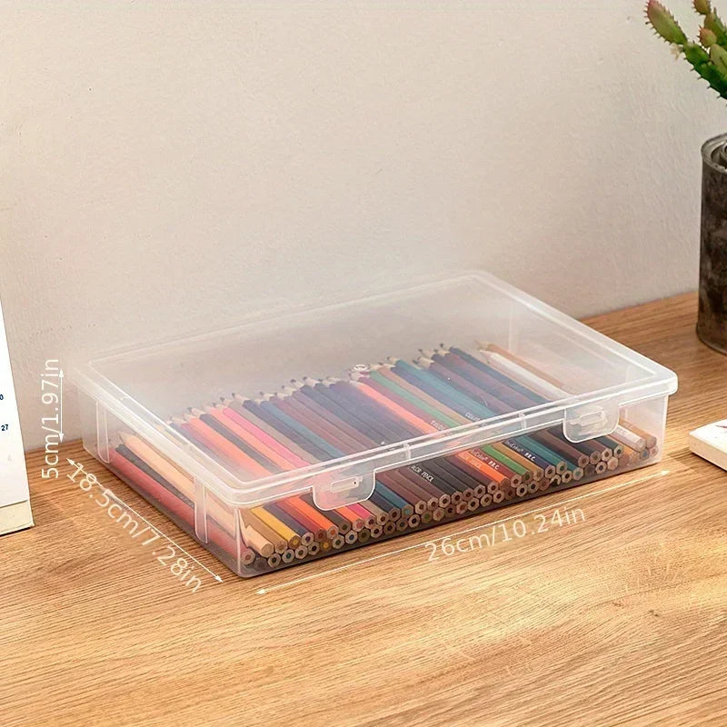 Large Capacity Pencil Case Transparent Plastic Notebook Sketch Marker Colored Lead Painting Storage Box, Back To School Supplies Qme LARGE