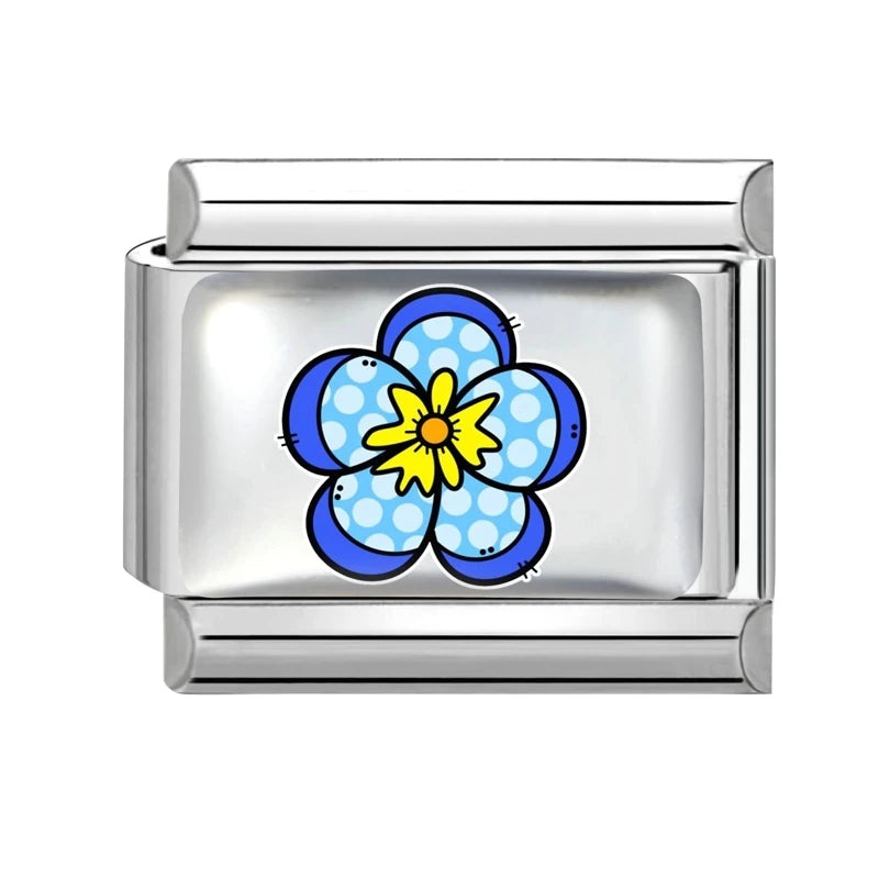 New 2026 Y2K Rainbow Heart Earth Blue Series Pattern Italian Charm Links Fit 9mm Stainless Steel Bracelet Jewelry DIY Making Qme Style 27