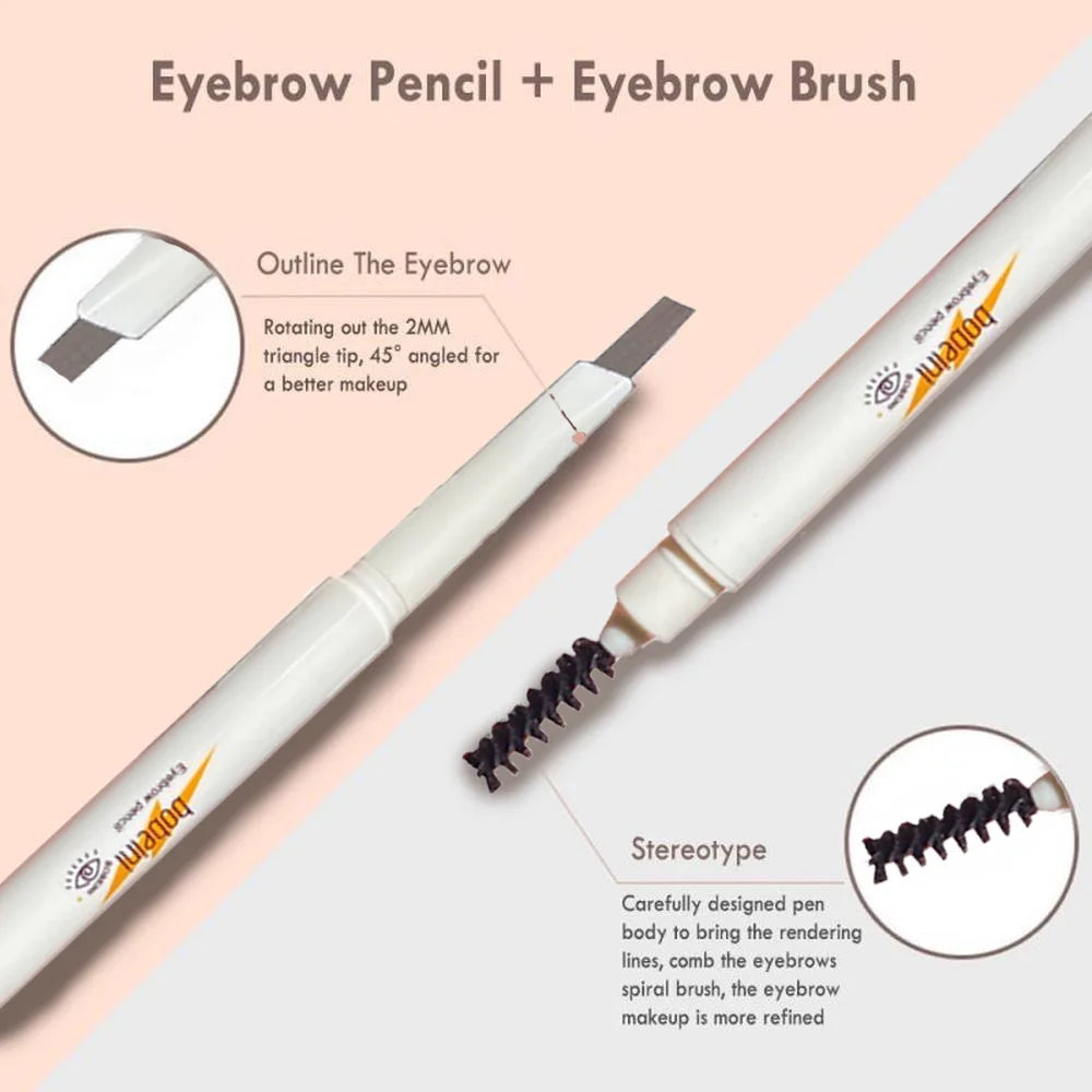 Thin-head Double-ended Eyebrow Pencil Waterproof Long-lasting Qme