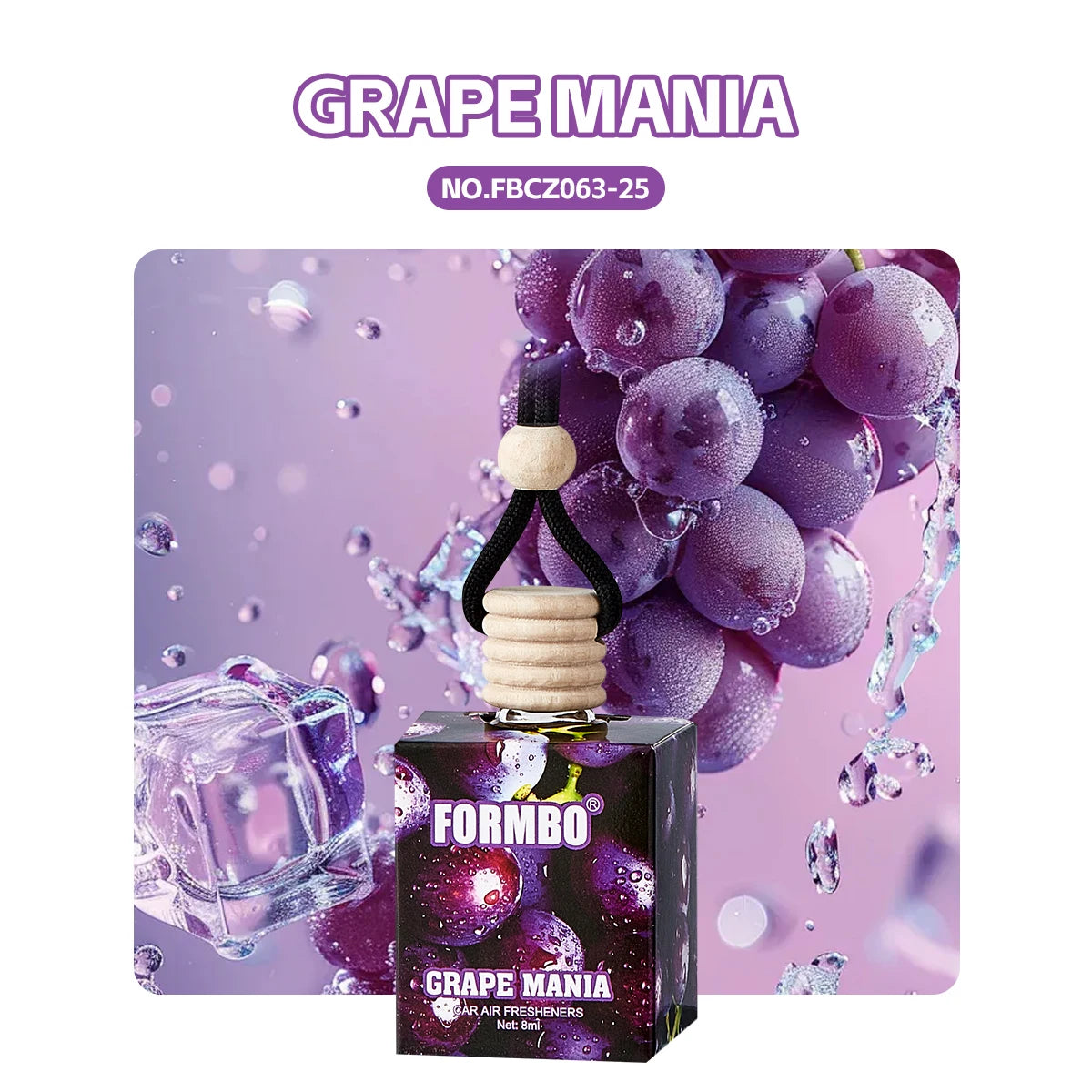 Sweet Fruit Car Perfume Lasting Light Fragrance Odor Removing Fresh Qme 063 GRAPE MANIA