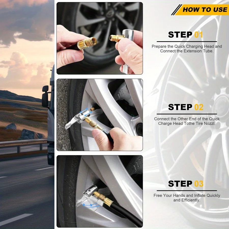 Car Tire Inflator Nozzle Quick Connect Air Chuck For Tire Pump Qme