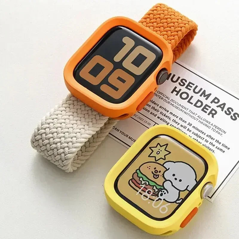 2024 New Bumper Soft Silicone Case For Apple Watch 9 8 7 6 SE 5 Sport Anti-drop Matte Cover For iwatch 49mm 41mm 40mm 44mm 45 mm Qme