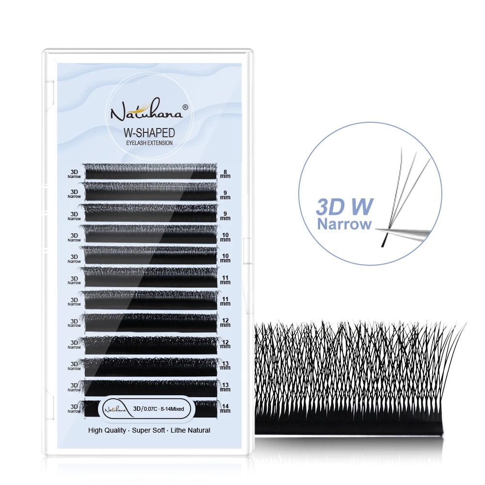 NATUHANA Narrow W-shaped 3D 4D 5D Eyelash Extensions Faux Mink Volume Qme 3D W LU 11mm