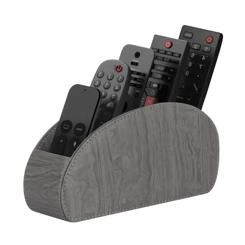 5 Compartments PU Leather Remote Control Storage Box Desktop Organizer TV Aircon Remote Holder Living Room Table Decor Ornament Qme Grey 1PCS