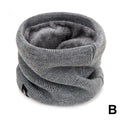 Fashion Women Knitted Scarf Solid Cashmer Like Winter Snood Scarves Lady Warm Wool Fur Thick Unisex Men Neck Scarfs Ring Qme Gray One size