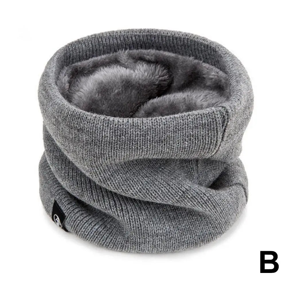 Fashion Women Knitted Scarf Solid Cashmer Like Winter Snood Scarves Lady Warm Wool Fur Thick Unisex Men Neck Scarfs Ring Qme Gray One size