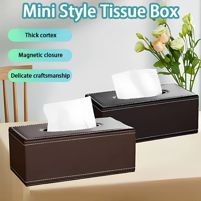 Household Tissue Storage Box Leather Car Paper Dispenser Container Qme