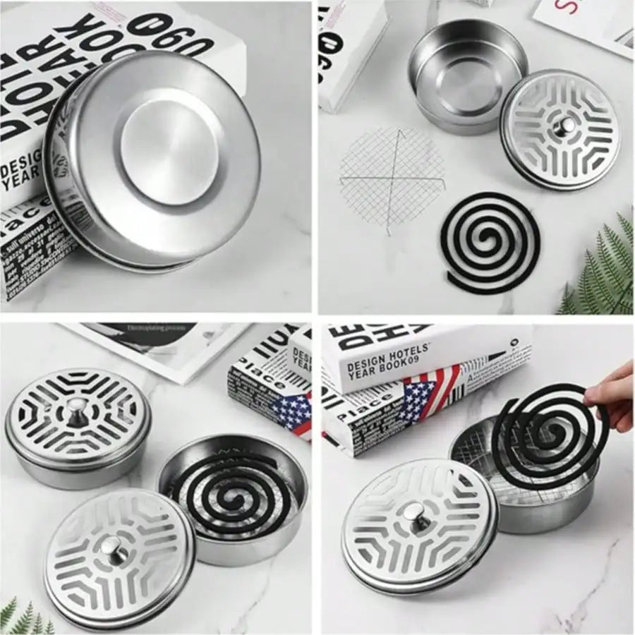 2 Portable Mosquito Coil Holders Sandalwood Incense Box Handle Qme