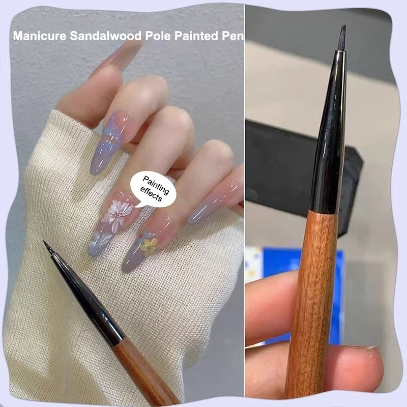Sandalwood Nail UV Gel Pen Brush Art Liner Flower Painting Drawing Qme