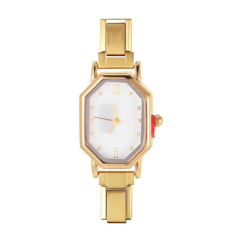 Fashion Watch Women's DIY 9MM Width Italian Elastic Charm Stainless Candy Zircon Watch Head Link Bracelet Jewelry Birthday Gifts Qme Style 5