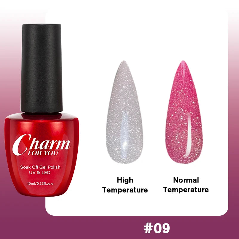 Thermochromic Diamond Glue Changing Nail Art Polish Sparkle Shimmer Qme 09