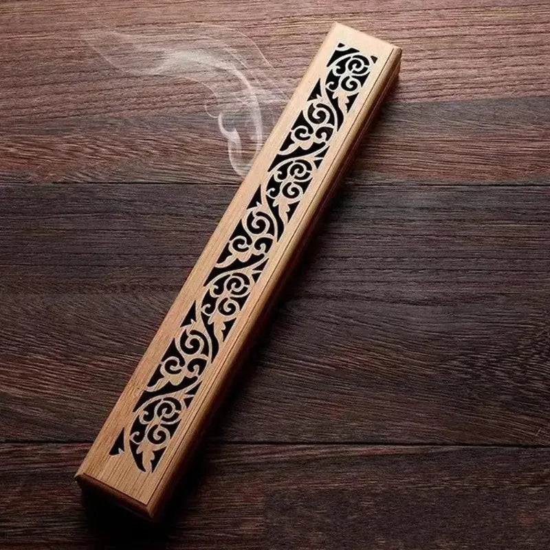 Natural Bamboo Incense Burner Laying Plate Aromatherapy Wooden Box Qme