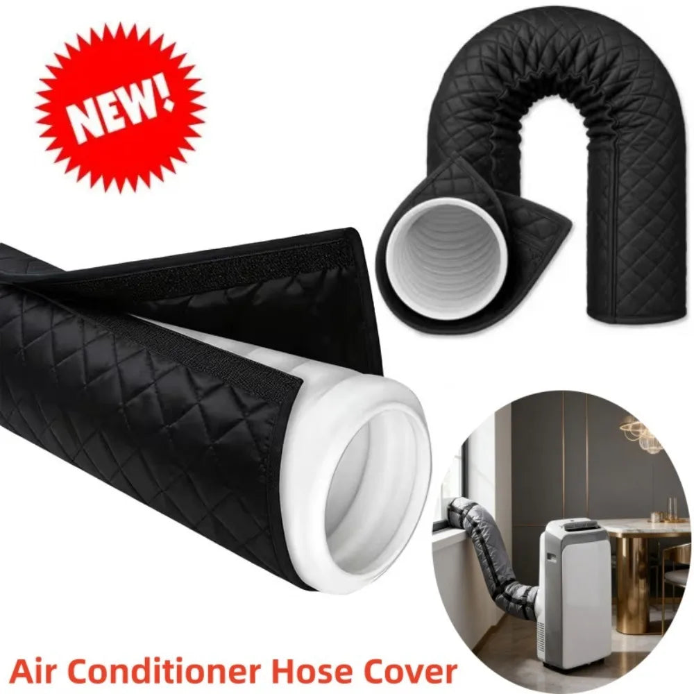 New Universal Straps Air Conditioner Hose Waterproof Cover with 2 Buckle Straps Hose Insulation Cover Heat Insulation Protective Qme