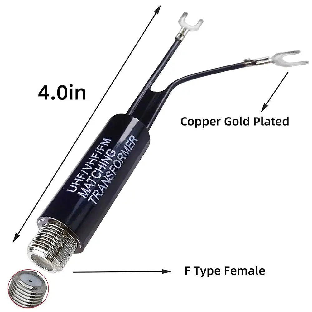 Transformer Adapter UHF/VHF/FM/TV F Cable 75-300 Ohm Balun Antenna Matching Transformer Adapter Cable Television Accessory Qme