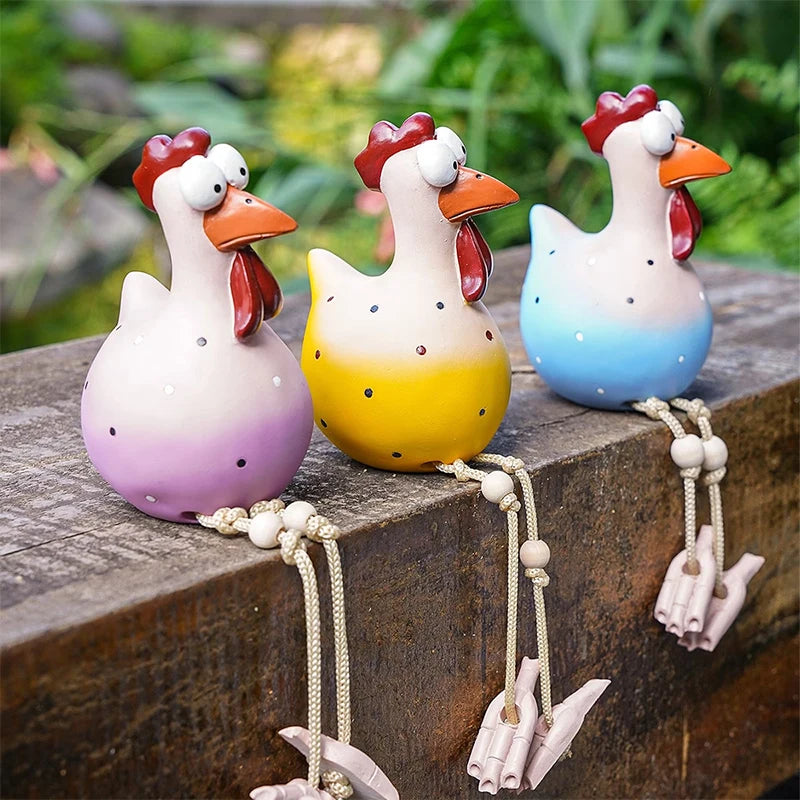 Rooster Figurine Resin Animal Statue Garden Yard Decoration Home Qme