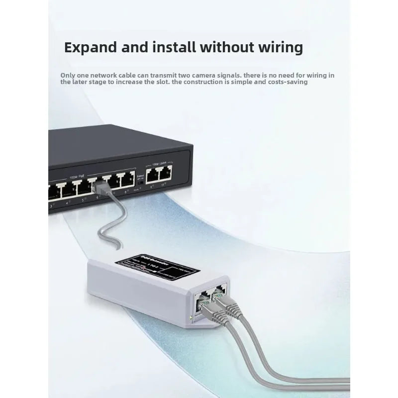 1PCS 100Mbps Standard POE Splitter Repeater Cascade Device POE 1-in-2-out Extender Amplifier Qme