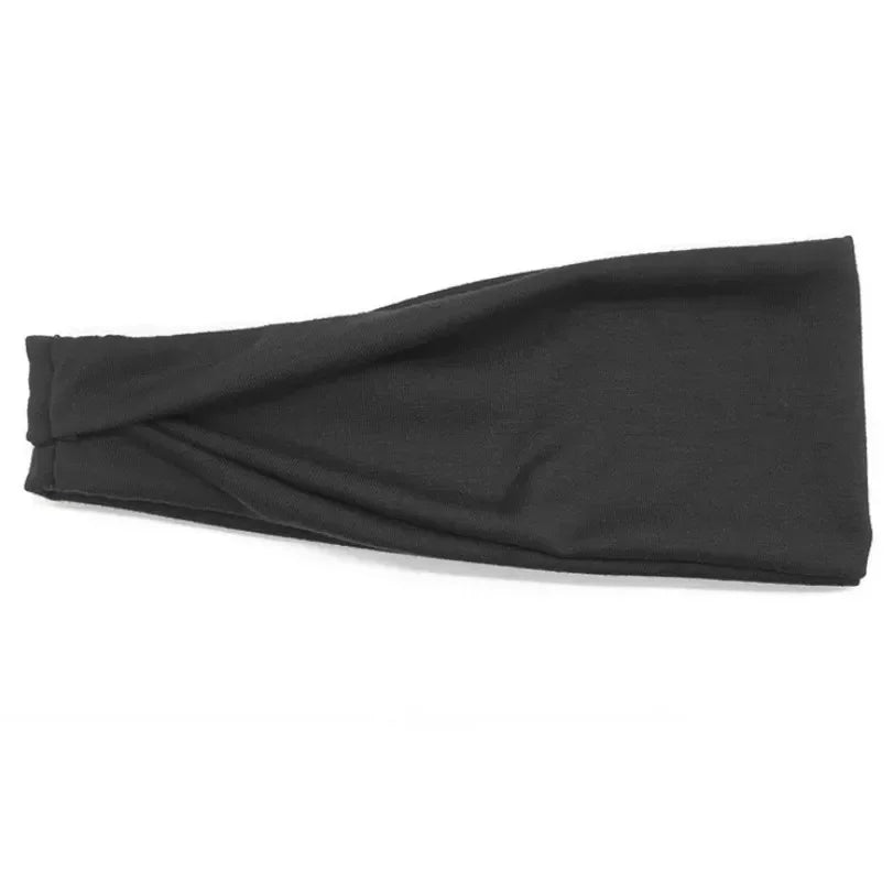 Women Headband Twist Cotton Sport Wide Turban Twisted Knotted Qme black 10cm-22cm