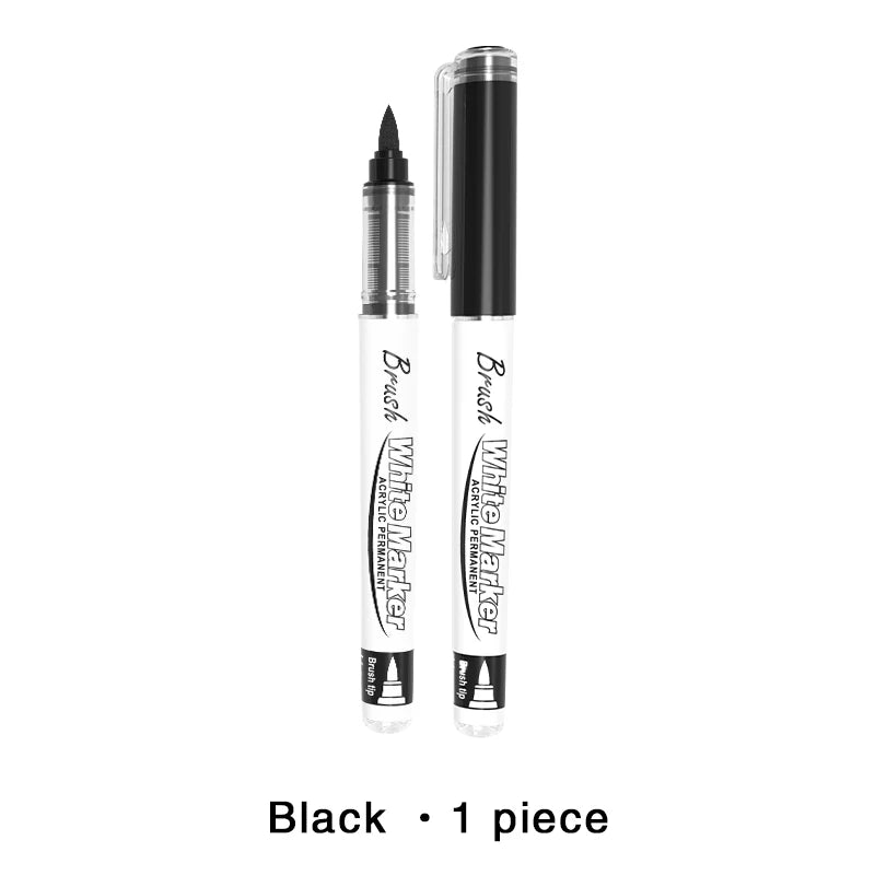 Acrylic Paint Markers - Permanent Black/White Acrylic Paint Pens for Fabric, Rocks, Paper, Wood, Canvas, Glass, DIY Qme 1 black pen