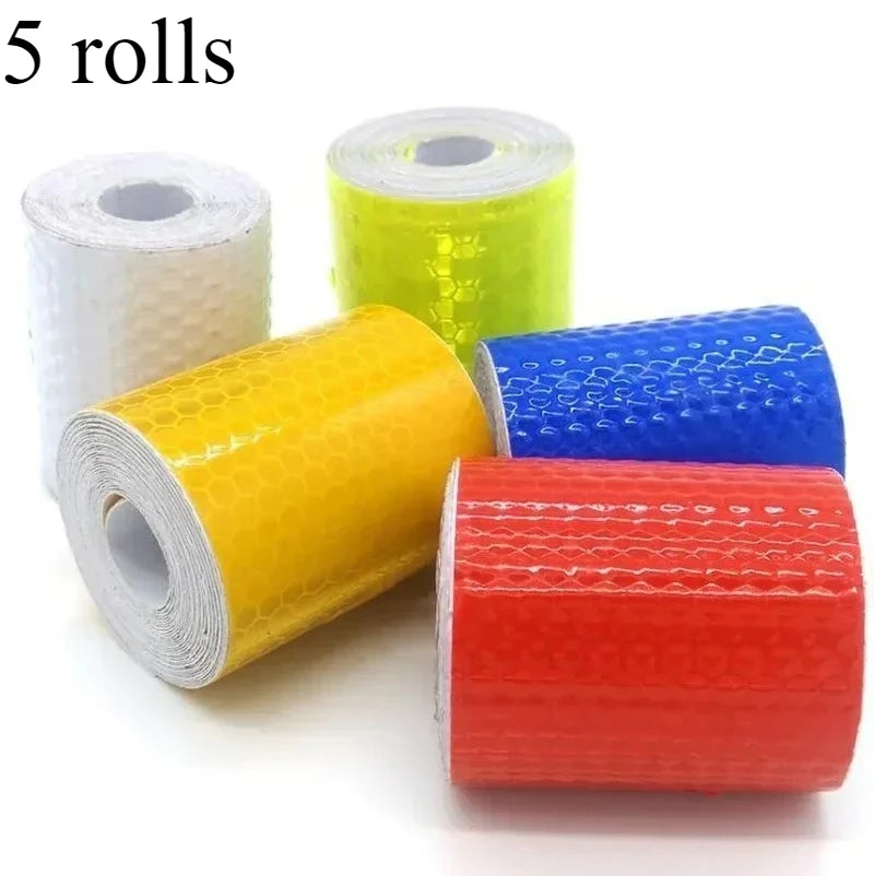 5 rolls Car Stickers, Reflective Tape, Reflective Film, Reflective Material Tape Sticker, Safety Warning Tape, 3m, 5cmx3m Qme