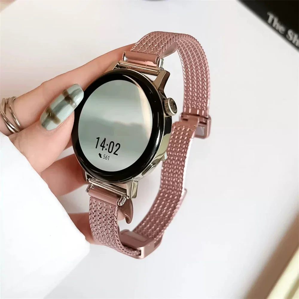 20mm 22mm Luxury Metal Magnetic Strap For Samsung Galaxy Watch4 44mm/40mm 5 pro active 2 Gear s3 Bracelet For Huawei Watch gt2/3 Qme Pink 18MM