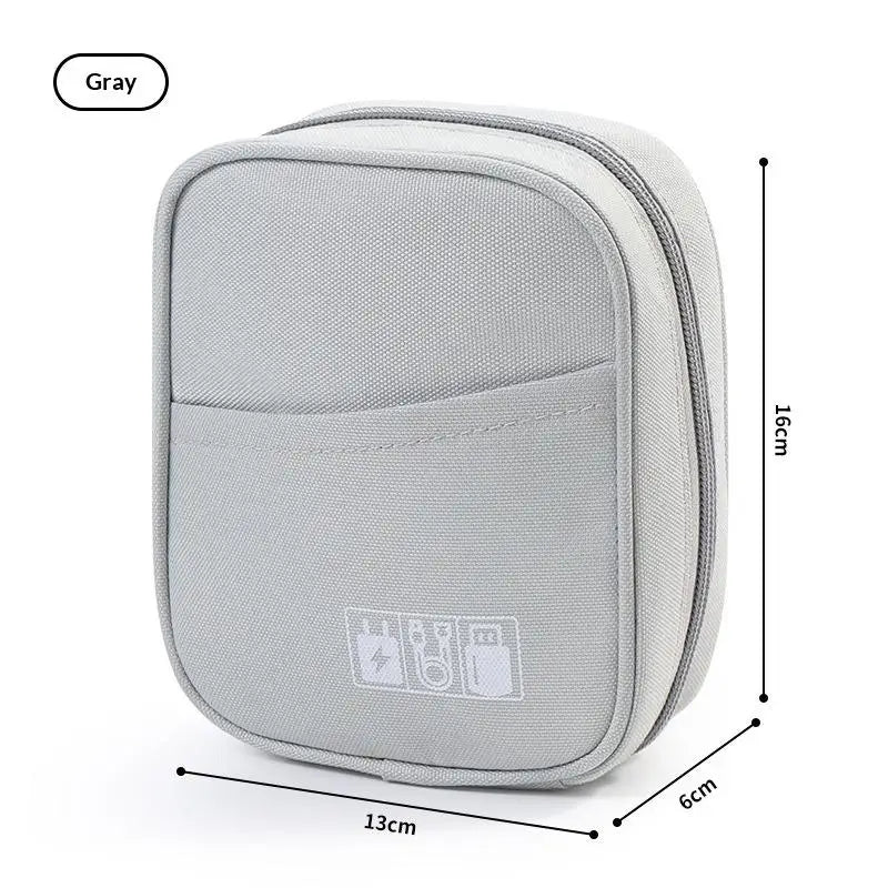 Waterproof USB Cable Organizer Bag Portable Digital Accessories Qme Gray
