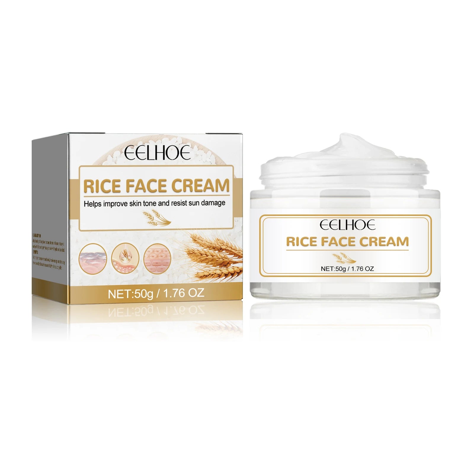 White Rice Face Cream Moisturizing Firming Fade Fine Lines Tighten Pores Lighten Dark Spots Nourishing Brightening Face Cream Qme 50g Boxed