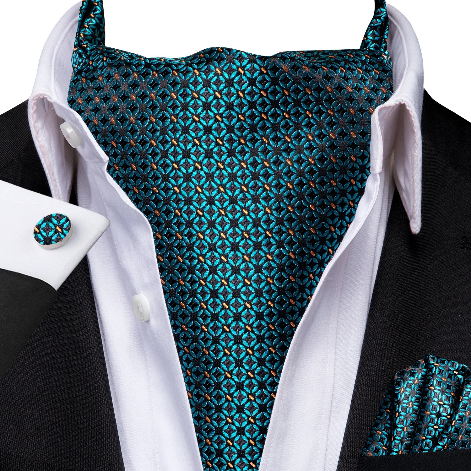 Silk Mens Ascot Black Pink Blue Red Gold Green Purple White Beige