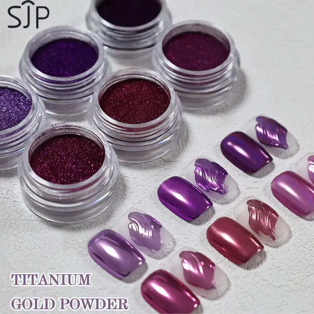 6-piece Electric Purple Series Nail Mirror Magic Powder Chrome-plated Qme 1 set
