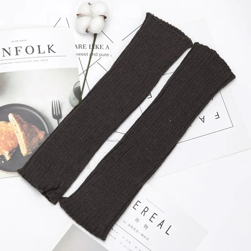 Lolita Long Socks Women Boot Cuffs Harajuku Leg Warmers Knitted Warm Foot Cover Arm Warmer Ladies Autumn Winter Crochet Socks Qme A3 length-40cm
