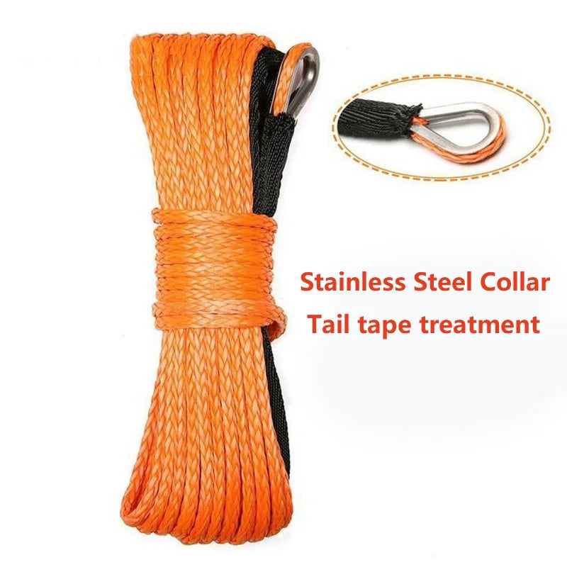 13500lbs Car Outdoor Accessories Truck Boat Emergency Replacement Synthetic Winch Rope 26mx8mm 12 Strand String Cable ATV UTV Qme