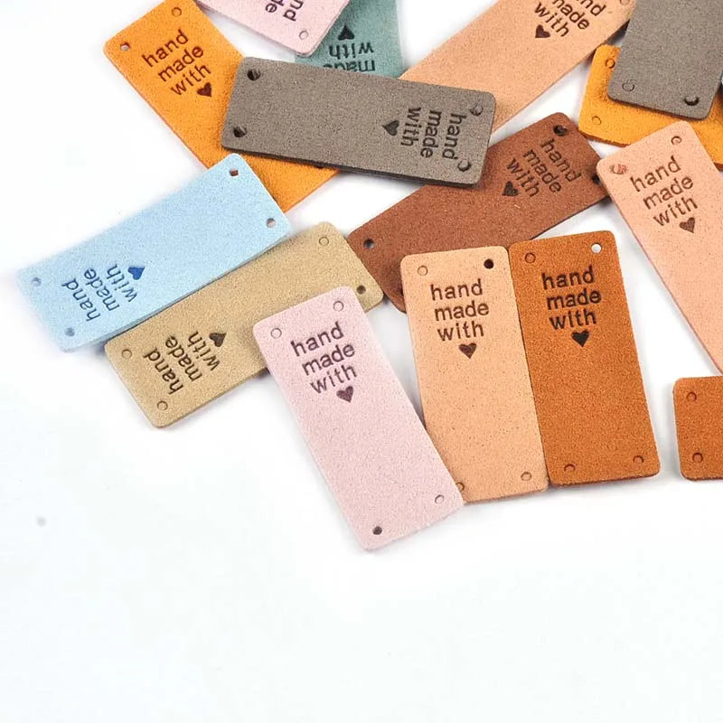 20Pcs 2x5cm Colorful Letter Handmade Crafts Embossed Labels For Sew On Clothes Accessories Garment Leather Tags DIY Supplies Qme