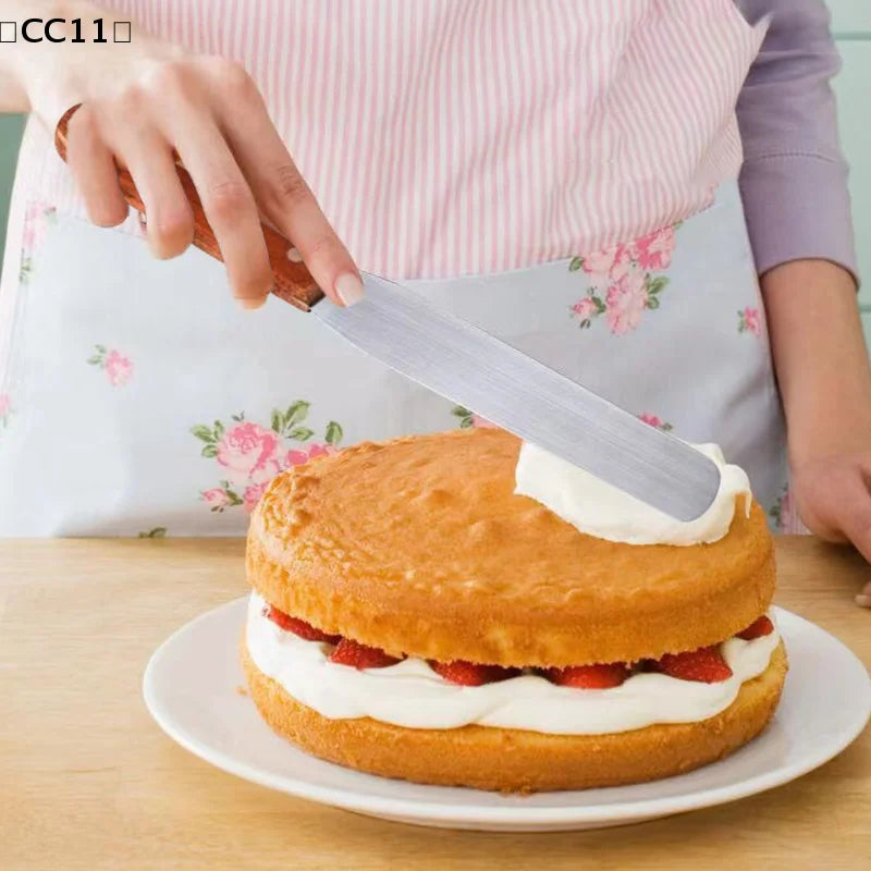 Cake Butter Spatula 6-Inch 8-Inch 10-Inch Wooden Handle Stainless Qme