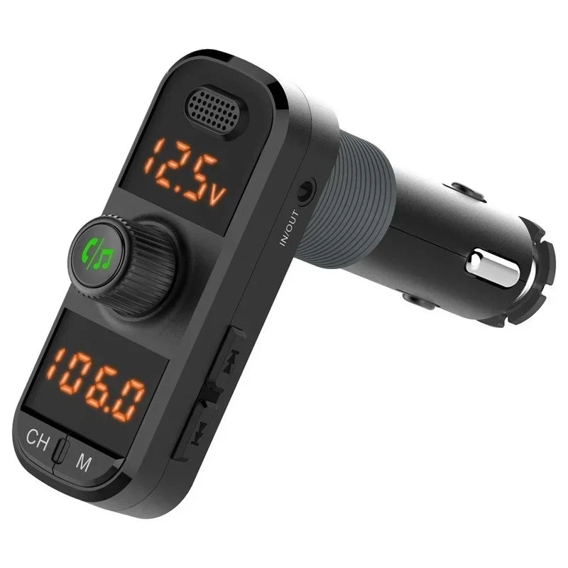 Car Mp3 Car Bluetooth Receiver FM Transmitter 7 Color Ambient Light Dual Screen Dual Display PD+QC3.0BC70 Qme
