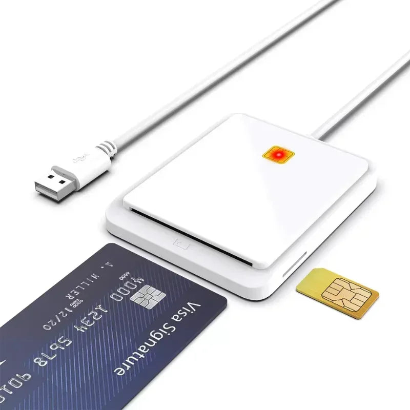 Portable USB 2.0 Smart Card Reader DNIE ATM CAC IC ID Bank Card SIM Card Cloner Connector Black White Color for Windows Linux Qme black