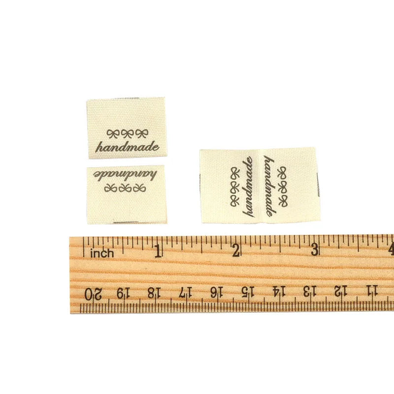 50pcs 19.5-44mm Random Mix Simple Beige Printed Labels For Clothing DIY Hats Bags Sewing Decorative Handmade Accessories C3782 Qme 8