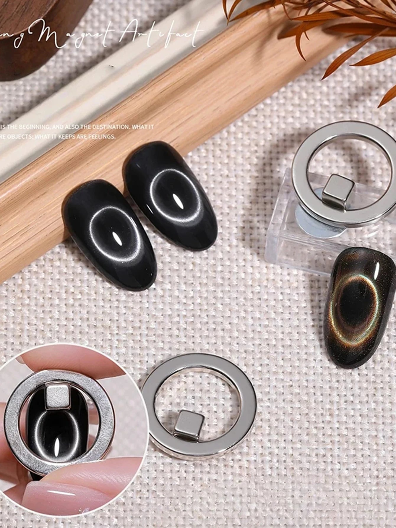 1 Powerful Ring Magnet 3-Second Attraction Hollow Cat Eye Nail Art Qme 01