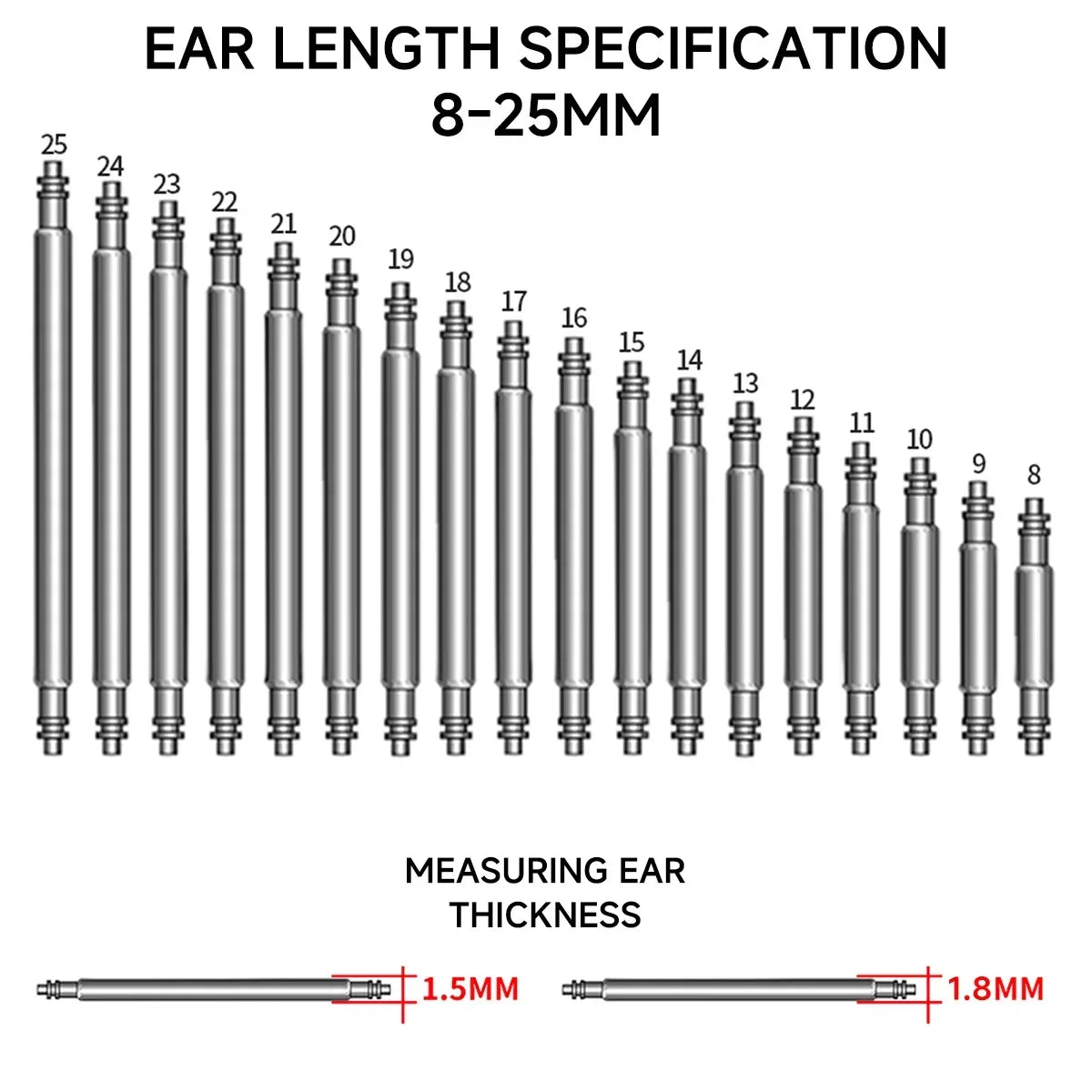 270pcs/set Strainless Steel Spring Bars Dia 1.5mm/1.8mm length8mm - 25mm/6mm - 23mm Watchband Strap Belt Watch Repair Tools Pin Qme