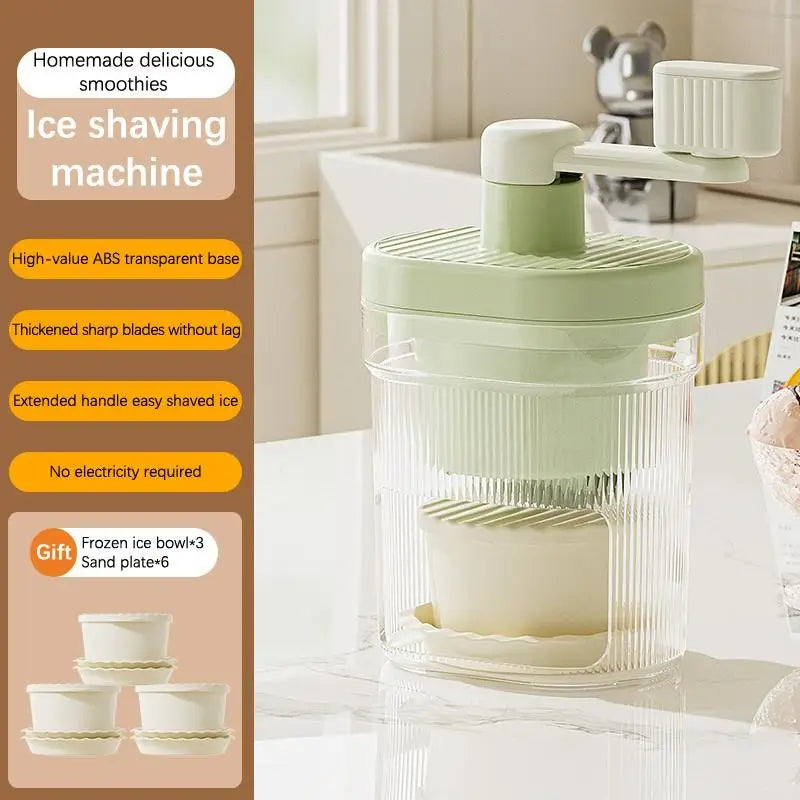 Shaved Ice Machine Small Manual Ice Crusher Home Hand-cranked Machine Making Smoothie Machine Practical Portable Ice Cream Tools Qme A3