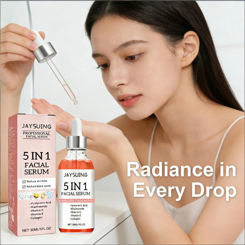 5 In 1 Facial Care Serum Brighten Skin Tone Fade Acne Scars Shrink Pores Face Moisturizing Essence Nicotinamide Brightening Oil Qme