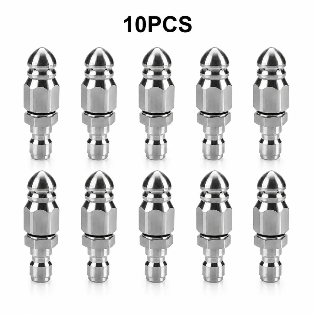 1/2/5/10Pcs High Pressure Drain Jetter Nozzle 1/4 Inch NPT Female Adapter Fits Most Washing Equipment Pipeline Hoses Qme silvery 10pcs