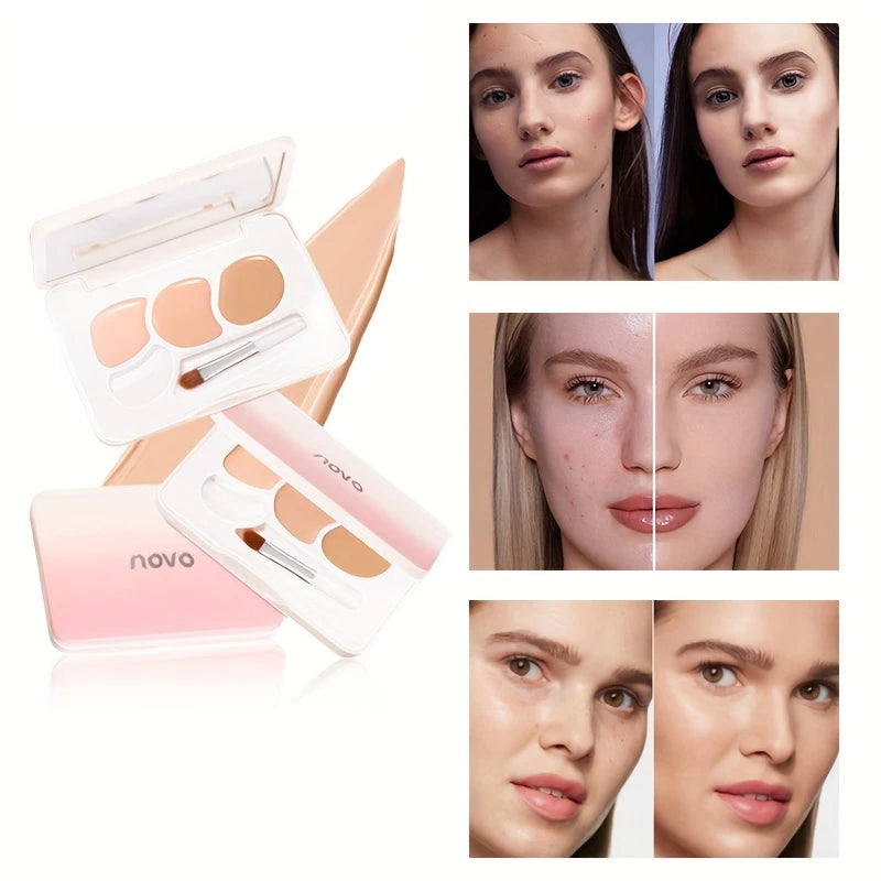 Three color concealer, waterproof concealer, perfect concealer effect, professional makeup concealer Qme