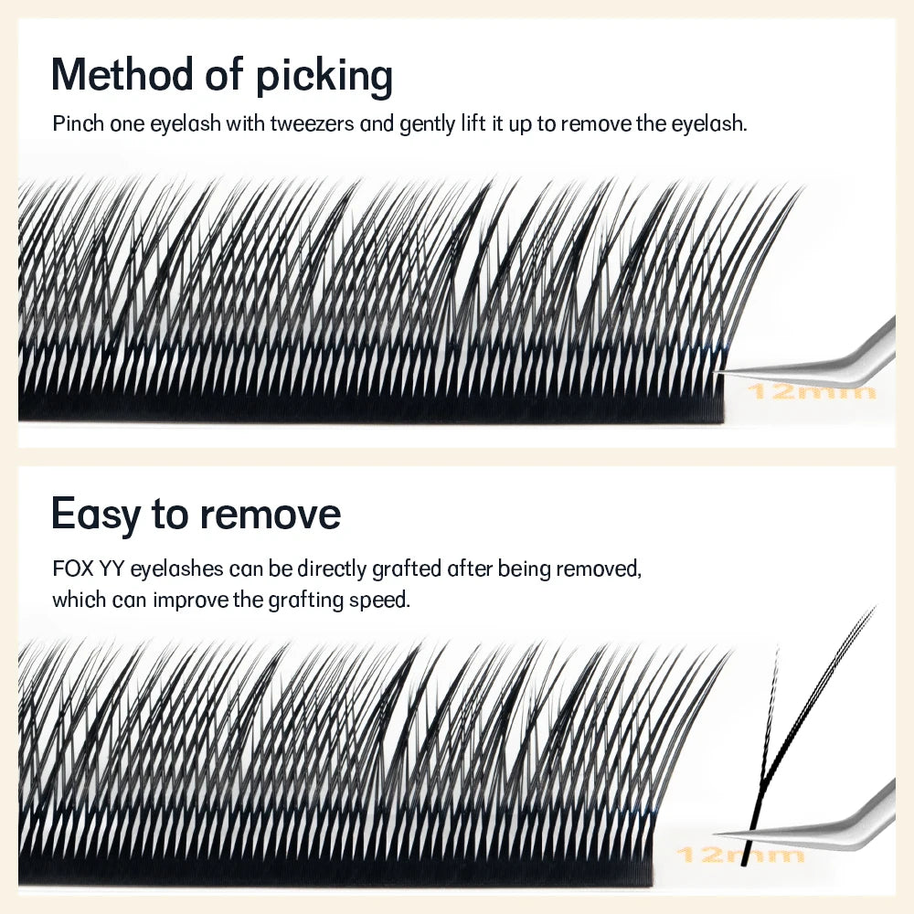 NATUHANA Fox YY Shaped Eyelashes Extensions Matte Black Natural Soft Qme