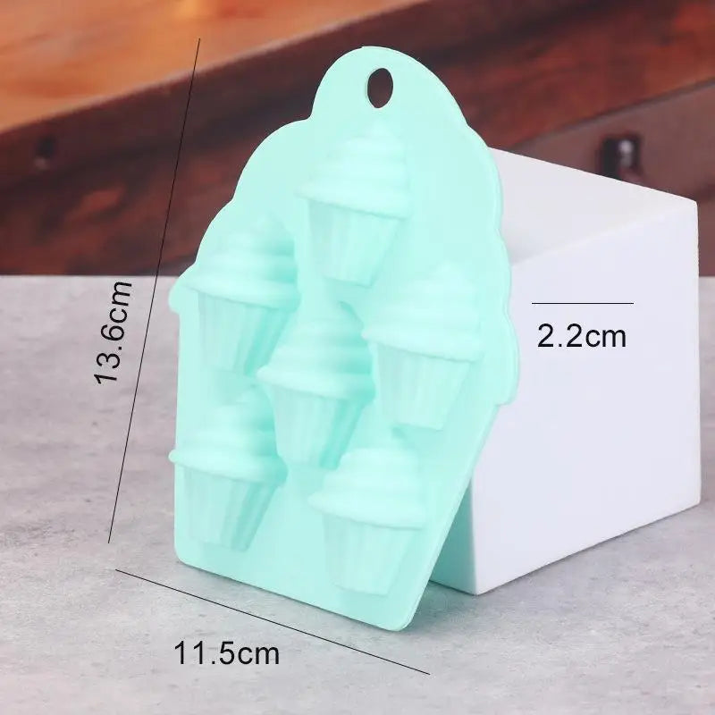 6 Cavity Food Grade Silicone Cupcake Molds Non Stick Surface Home Qme Green