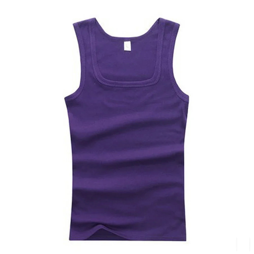 Men Solid Tank Top Breathable Sport Vest Quick-drying Keep Fit Shirt Sleeveless Square Neck T-shirt Running Fitness Clothing Qme PL M