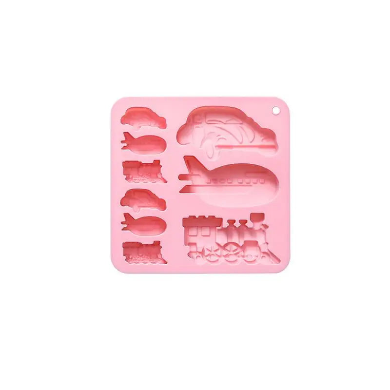 Chocolate Silicone Molds 3D Vintage Car Train Airplane DIY Fondant Qme Pink